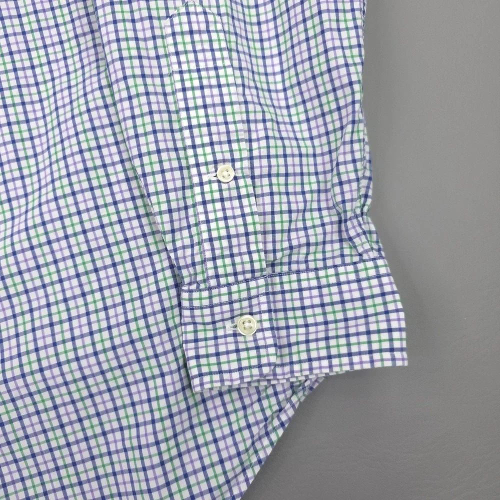 Ralph Lauren Shirt Mens Large Blue Green Check Long Sleeve Button Down Cotton